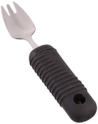 Sammons Preston 560625 Sure Grip Spork, Stainless Steel Spoon and Fork Utensil with Thick Rubber Handle, Easy to Hold Silverware for Weak Grasp, 7" Long Versatile Spork with Good Grips