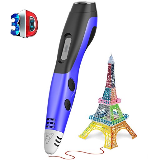 3D Printing Pen, Soft Digits【Newest Version】3D Pen Low Temperature 3D Drawing Pen with LCD Display, 3D Doodling Pen with 5M PCL Filament and USB Power Supply for Doodling Artist DIY (Blue)