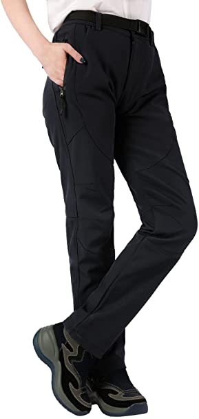 Singbring Women's Outdoor Fleece Lined Waterproof Windproof Ski Snow Hiking Pants