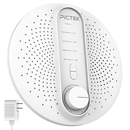 Sound Machine, Pictek White Noise Machine [Newest Version] with 6 Fan Sound and 6 soothing White noise for Baby Adult Sleeping All Night, Adapter or Battery powered and portable for Home and Travel