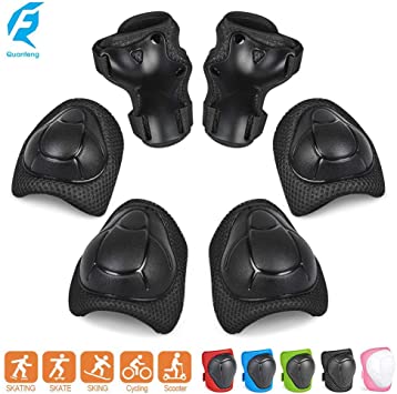 QUANFENG QF Knee Pads Kids Knee and Elbow Pads with Wrist Guards 3 in 1 Protective Gear Set for Child Roller Skates Cycling BMX Bike Skateboard Inline Skating Scooter Riding Protector Guards Pads Set