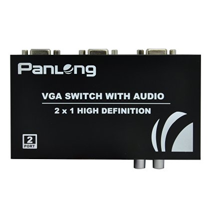Panlong 2-Port VGA Switch Video Audio Switcher Box (HDDB15   3.5mm) for PC or Monitor Sharing or Switching