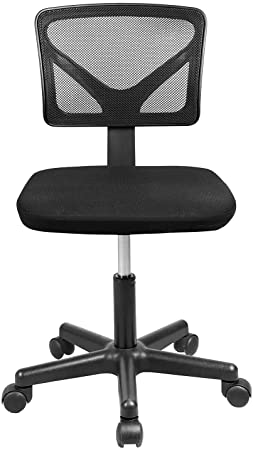 Armless Office Chair, Breathable Mesh Covering, Silent Swiveling Casters, Low Back Support, Perfect for Computer Tasks and Small Spaces