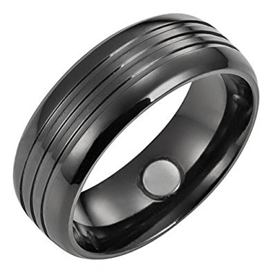 Willis Judd Mens 7mm Titanium with Magnet Ring in Velvet Gift Packaging