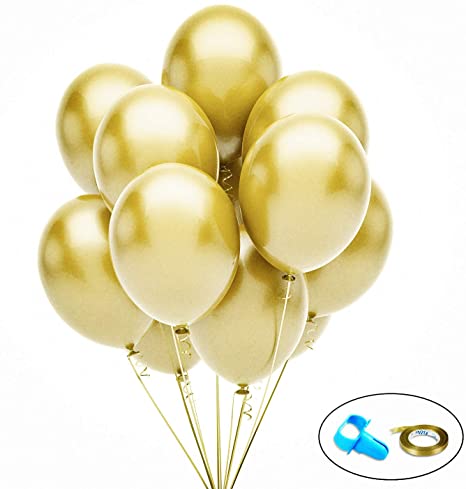 HDLJD Gold Balloons, 12 Inch Gold Metallic Latex Balloons for Happy Birthday Baby Showers Bridal Shower Wedding Party Decorations - 50PCS