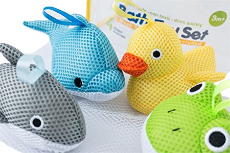 Bath Toys - Soft, Safe & Educational for Baby & Toddlers - Best Set for Kids of All Ages - Interactive Play & Games for Boys and Girls - Use In or Out of Tub - BONUS Case & Mesh Net Organizer Bag for Storage & Drying - Easy to Clean, Without Holes - NO Mold - Satisfaction Guaranteed!