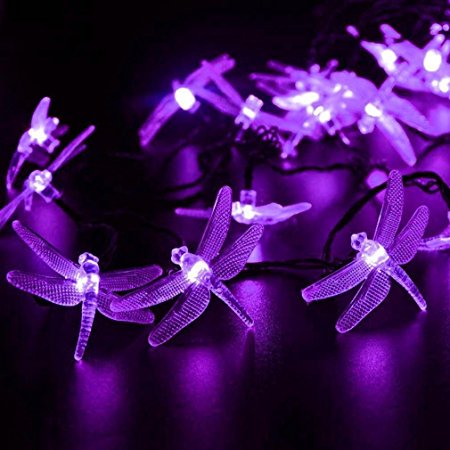 YIWULA LED Solar Hard Dragonfly Light String Christmas Party Decoration (purple)