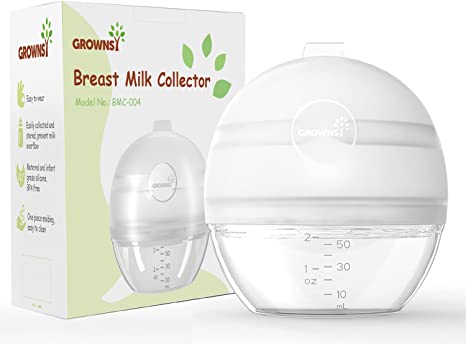 Grownsy Manual Breast Pump Wearable for Breastfeeding,2-in-1 Silicone Breastmilk Collector Kick-Proof with Sealed Flange,Replace Nursing Pad with Hands-Free & Portable