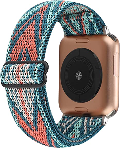 Stretchy Nylon Solo Loop Bands Compatible with Apple Watch 38mm 40mm, Adjustable Stretch Braided Sport Elastics Women Men Strap Compatible with iWatch Series 6/5/4/3/2/1 SE 38mm 40mm camo Color