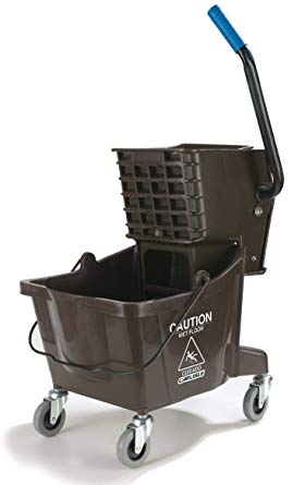 Carlisle 3690869 Commercial Mop Bucket with Side Press Wringer, 26 Quart Capacity, Brown