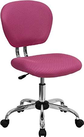 Flash Furniture Mid-Back Pink Mesh Padded Swivel Task Office Chair with Chrome Base