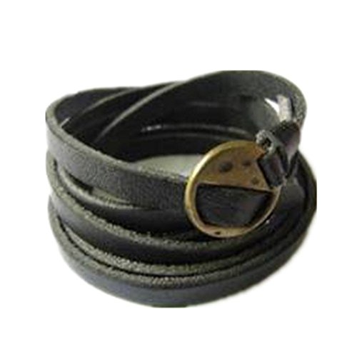 Black Leather Cool Bracelet Bangle Cuff Bracelet 375s