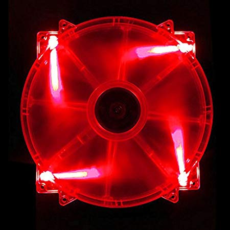 APEVIA CF20SL-URD 200mm SILENT Red LED Case Fan with 3Pin & 4Pin Connectors
