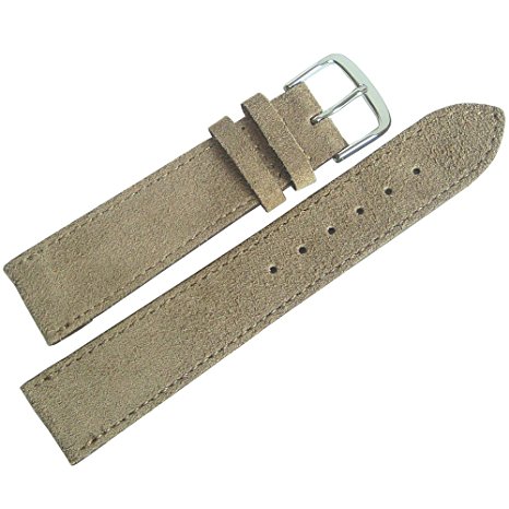 Fluco 20mm Sand Tan Suede Leather German-Made Mens Watch Strap
