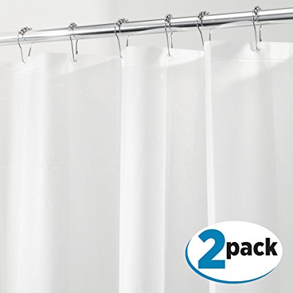 mDesign PEVA 3G Shower Curtain Liner (Pack of 2), Eco Friendly, Mold & Mildew Resistant, Odorless - No Chemical Smell, Long 72" x 84" - Frost