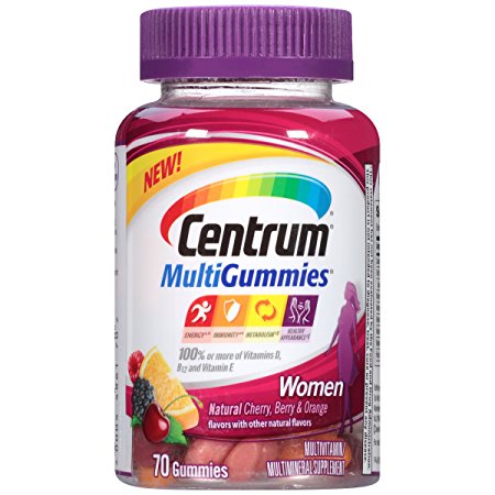 Centrum Women MultiGummies (70 Count, Natural Cherry, Berry, Orange Flavor) Multivitamin / Multimineral Supplement Gummies