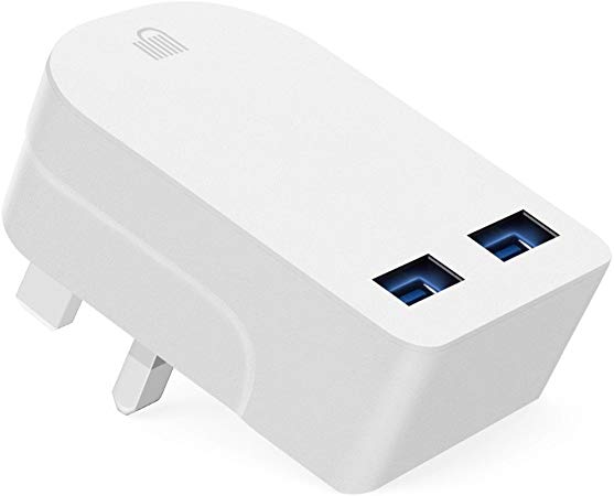 Foldable Rapid Speed 3.1A Dual USB Mains Charger for iPhone 5/6/7/8 Plus/X XS Max XR, iPad Samsung Kindle, echo, Huawei & All Mobile Phones & Tablet & Power bank & Speaker &Other USB Devices (White)