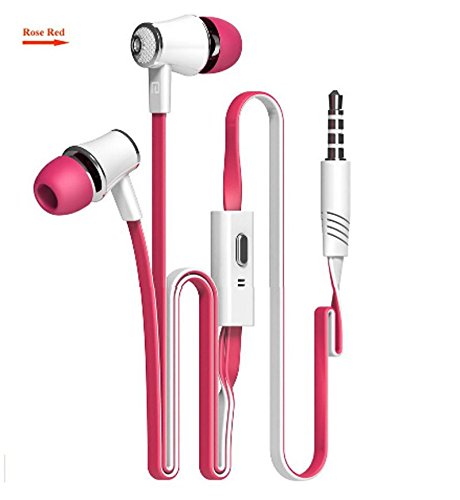 iMujin TropiFit In-Ear Earbud Headphones (Rose Pink) with Microphone Mic - Universal 3.5mm Stereo HD Stereo Sound Headsets - Sport Ergonomic Comfort & Secure Fit Earphones Rose