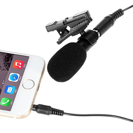 Ohuhu Clip-on Omnidirectional Condenser Lavalier Microphone for Apple iPhone, Ipad, Android Smartphones