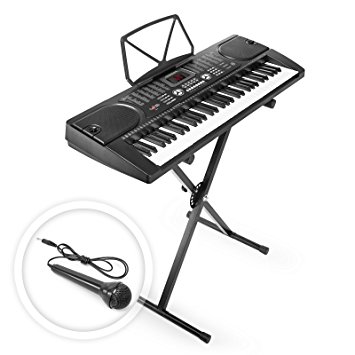 Hamzer 61 Key Electronic Piano Electric Organ Music Keyboard with Stand - Black