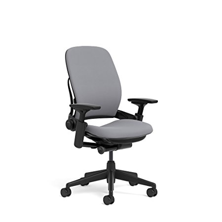 Steelcase Leap Task Chair: Black Base - 4D Adjustable Arms - No Headrest - Standard Carpet Casters