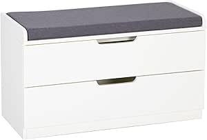 Sophia & William White Storage Shoe Bench for Entryway Hallway, 2-Tier Premium MDF Shoe Rack Cabinet with 2 Drawers, Padded Seat Cushion - Dark Grey