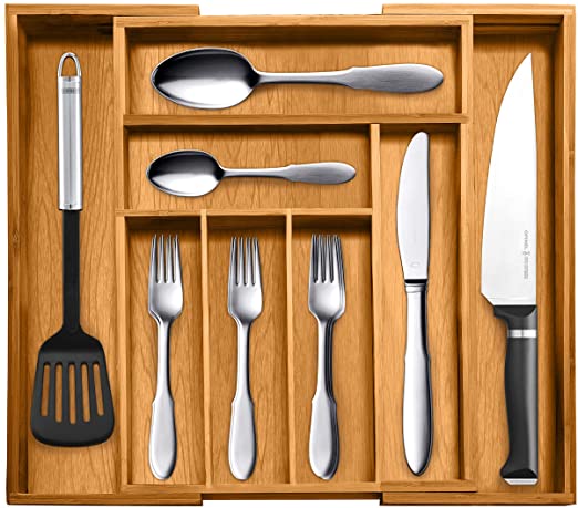 Bellemain Bamboo Expandable, Utensil - Cutlery and Utility Drawer Organizer