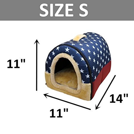 DK Cozy 2-in-1 Pet house and Sofa Non-Slip Dog Cat Igloo Beds 3-Size