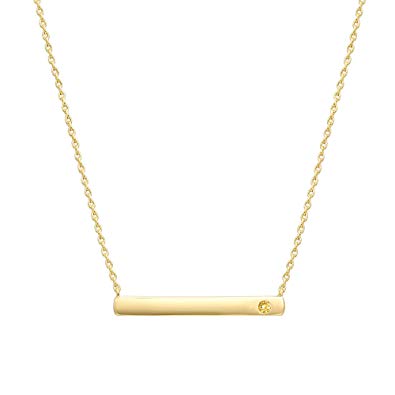 PAVOI 14K Gold Plated Swarovski Crystal Birthstone Bar Necklace | Dainty Necklace | Gold Necklaces for Women |