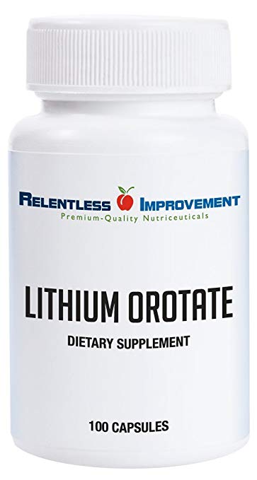 Relentless Improvement Lithium Orotate 100 Capsules | 130mg per Capsule | High-Purity Low Excipient Formulation