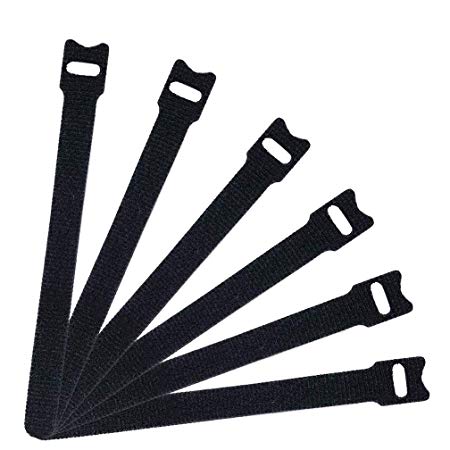 60 PCS Black Cable Management Ties,Viaky 6" Inches (15cm) Reusable Self-Gripping Cord Straps Fastening Microfiber Cloth Hook and Loop Cord Ties - Organize Wires - Simple Cord Organizer for Desks an