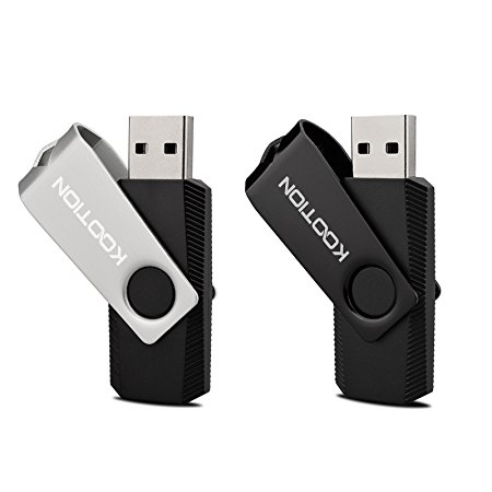 KOOTION 2PCS 32GB USB3.0 Flash Drives Fold Storage Thumb Drive Memory Stick Swivel Black