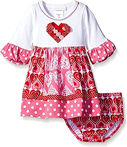 Bonnie Jean Baby Girls Valentine's Day Heart Dress or Legging Outfit (3-6 Months, Ribbon-Sequin-Heart-Dress)