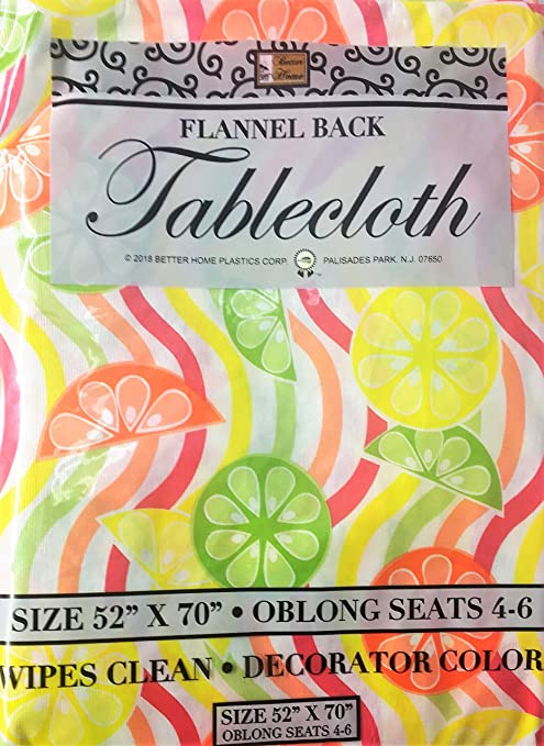 Better Home Lime Vinyl Tablecloth Decorator Design Flannel Backing (52"x70" Oblong)