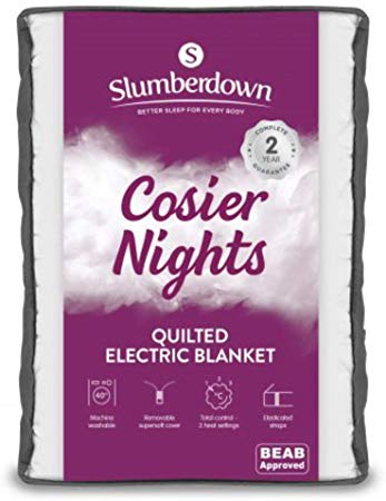 Slumberdown Cosier Nights Quilted Electric Blanket with Twin Controls & 3 Heat Settings, King Size