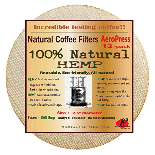 P&F(12 pack)Natural Reusable Coffee Filters for Aeropress Coffee Maker-FULL TASTE-NO HARMFUL CHEMICAL IN YOUR COFFEE ANYMORE - 100% Natural Coffee Filters