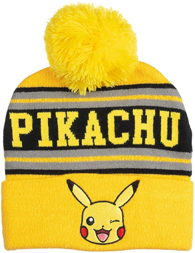 Bioworld Pokemon Pikachu Embroidered Beanie Cap Hat One Size Licensed New Yellow