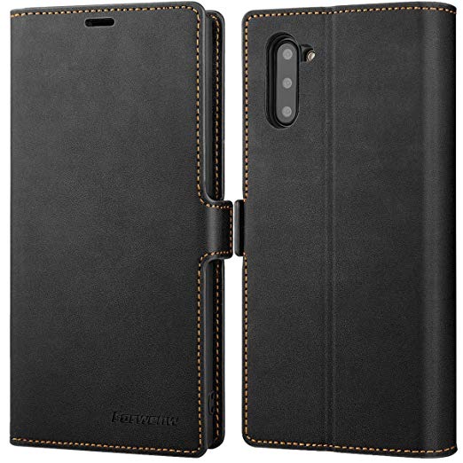 Jijaogara Galaxy Note 10 Wallet Case Premium Leather Note 10 Folio Flip Case with Kickstand Card Holder Slots Screen Protector Shockproof Protective Cover for Samsung Galaxy Note 10 6.3 inch (Black)