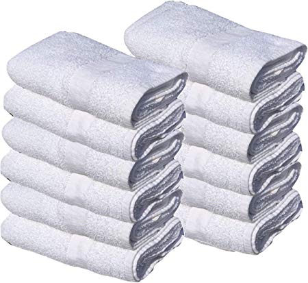 GOLD TEXTILES 12 New White 22X44 100% Cotton Economy Bath Towels