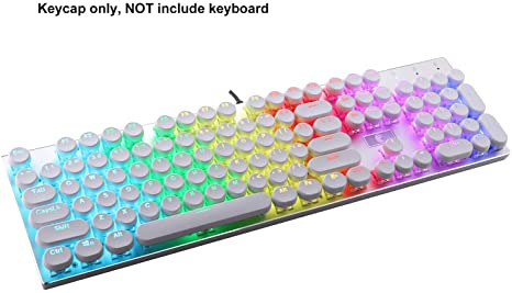 E-Yooso Retro Keycaps Set, PBT Double Shot, Translucent Backlit 104 Key Cap with Key Puller for Keyboards wirh 61, 81, 87, 104 Key (White)