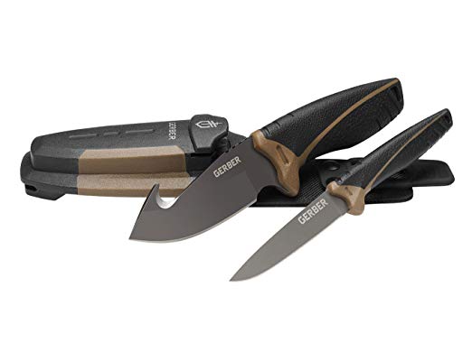 Gerber Myth Field Dress Hunting Kit - Includes Myth Fixed Blade Gut Hook Knife   Myth Compact Fixed Blade Knife   Sheath w/ Sharpener