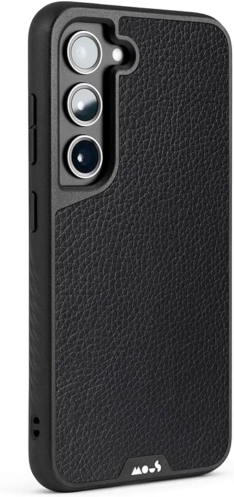 Mous - Case for Samsung Galaxy S23 - Black Leather - Limitless 5.0 - Protective S23 Case MagSafe Compatible - Shockproof Phone Cover