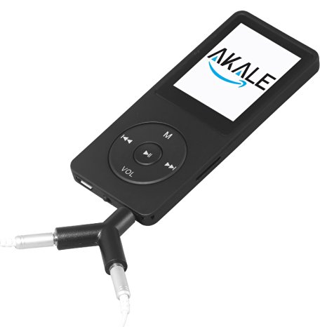 Akale Mp3 Player 8GB & 70 Hours Playback MP3 Sport FM Radio Lossless Sound Music Player (Supports up to 64GB), Black