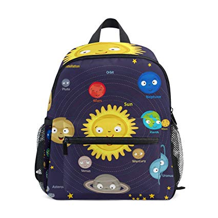 Toddler Kids School Backpack Cartoon Space Cute Solar System Planets Cute Durable Shoulder Bag for Boys and Girls