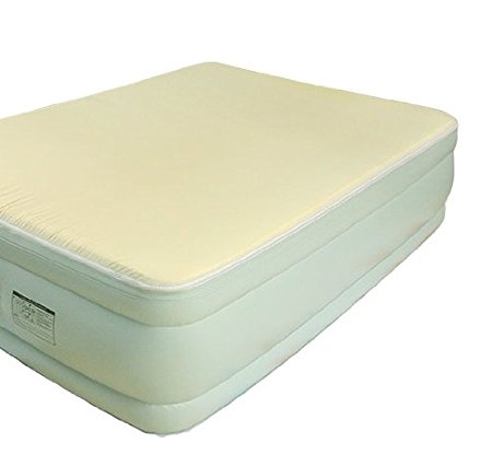 Quick Luxe TM Queen Size Inflatable Raised Air Bed Mattress w/Memory Foam Topper and Built in Pump in Sky Blue