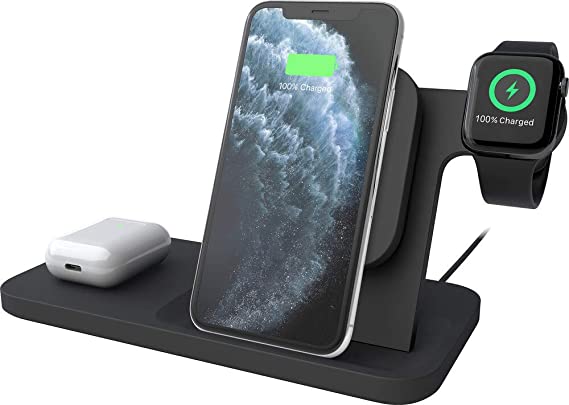 Logitech powered 3-in-1 Qi wireless charging dock (graphite)