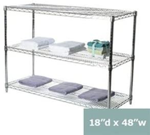 18" d x 48" w Chrome Wire Shelving with 3 Shelves