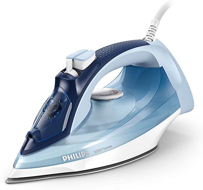 Philips Steam Iron 5000 Series, 2400 W Power, 40 g/min Continuous Steam, 180 g Steam Boost, SteamGlide Plus, DST5020/26, Blue