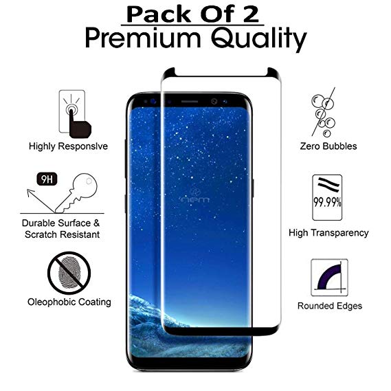 Abstruse Full Screen Coverage HD Tempered Glass for (2 PACK) Samsung Galaxy (Note 9, Black)