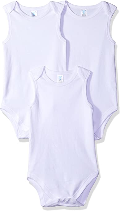 Spasilk Unisex Baby 100% Cotton Sleeveless Lap Shoulder Bodysuits (Pack of 3)